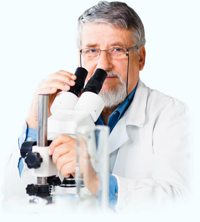 Scientist in lab researching product